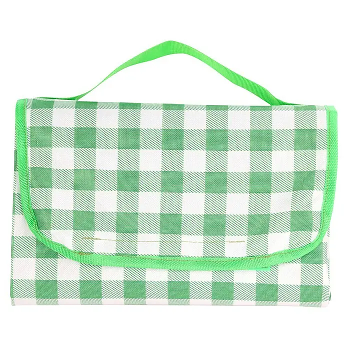 Picknickdecke Finn - 150 x 195 cm, Grün/Weiß - Grün-weiß karierte Picknickdecke mit praktischem Tragegriff für unterwegs. Ideal für Ausflüge und entspannte Stunden im Freien.