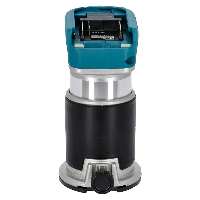 Makita LXT 18V Fresadora multifunción de batería DRT50Z - 18 V, Sin batería, Número de revoluciones de marcha en vacío: 10.000 r.p.m. - 30.000 r.p.m. - Recortadora inalámbrica Makita DRT50 con carcasa azul y batería de 18V, ideal para trabajos potentes y sin cables.