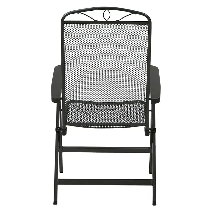 Siena Garden Klappstuhl Set Elda - 4 Stk., Klappbar, Anthrazit, B x T x H: 46 x 60 x 103 cm - Schwarzer Klappstuhl mit Armlehnen und Netzstoff für bequemes Sitzen im Garten oder auf der Terrasse. Robust und platzsparend.