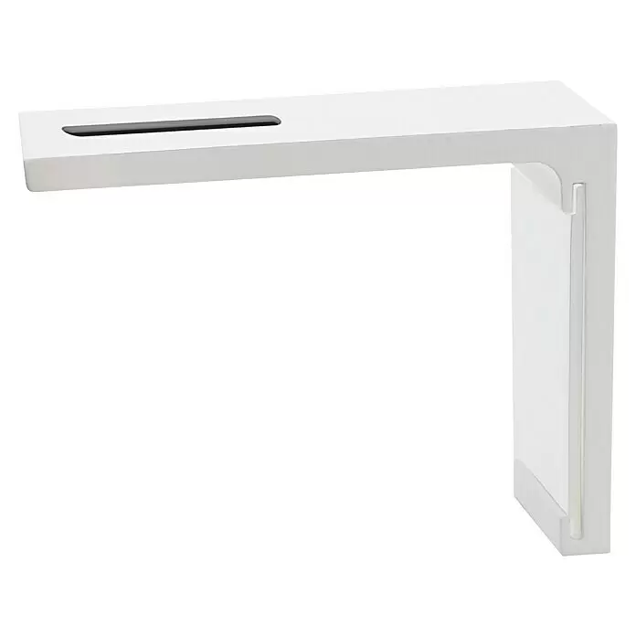 Wandträger - 1 Stk., Weiß, Länge: 6,5 cm - Weißes L-förmiges Regal oder Halterung mit langem schwarzem Schlitz oben.
