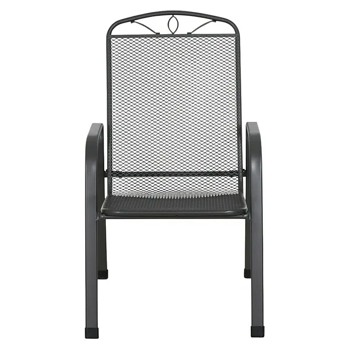 Siena Garden Gartenstuhl-Set Elda - 4 Stk., Stapelbar, Anthrazit, B x T x H: 46,5 x 75 x 94 cm - Metallstuhl mit Armlehnen und Rückenlehne aus Drahtgeflecht für den Außenbereich. Ideal für Garten und Terrasse.