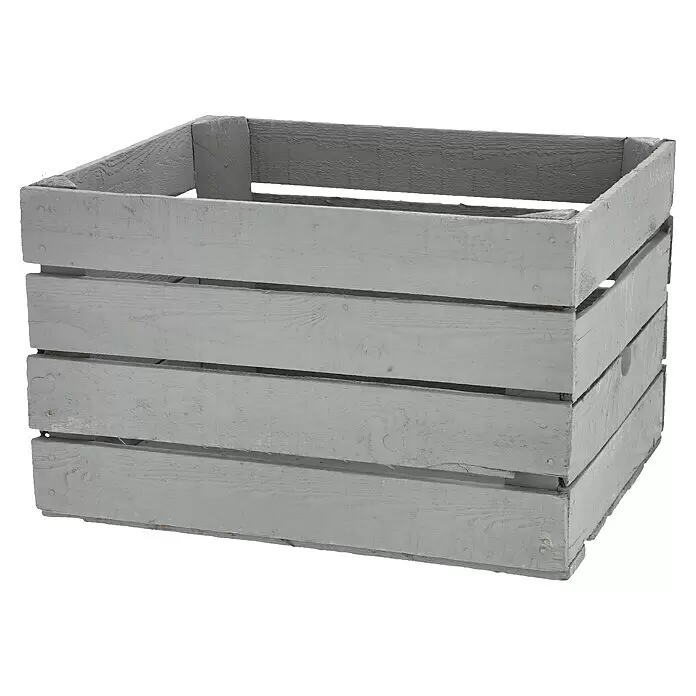 Obstkiste - Grau, L x B x H: 50 x 40 x 30 cm, Holz - Vorderansicht