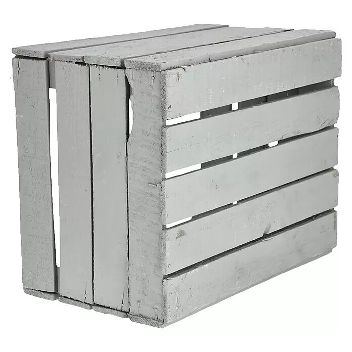 Obstkiste - Grau, L x B x H: 50 x 40 x 30 cm, Holz - Diagonale Ansicht