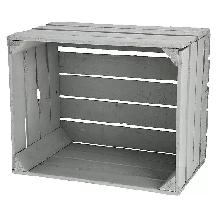 Obstkiste - Grau, L x B x H: 50 x 40 x 30 cm, Holz - Diagonale Ansicht