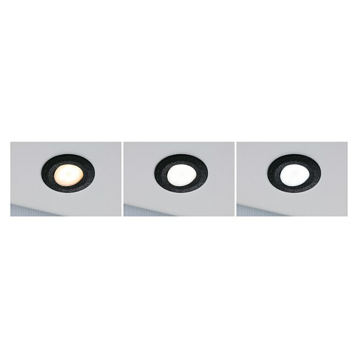 Paulmann LED-Einbauleuchten-Set rund Calla (5,5 W, Schwarz, 3 Stk.,  Farbtemperatur einstellbar: Stufen) | BAUHAUS