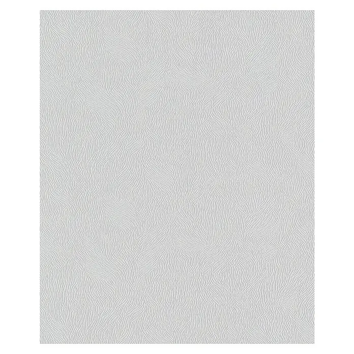 Erfurt Vliestapete Strukturvlies Basic - 408, Uni, 10,05 x 0,53 m - Nahaufnahme einer Deckenplatte mit einem filigranen, weißen Muster, das an sanfte Wellen erinnert. Die Textur verleiht der Platte eine elegante Note.
