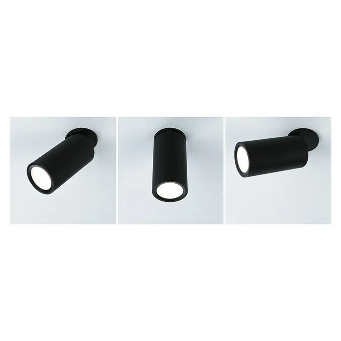 Paulmann LED-Einbauleuchten-Set rund Turnal Coin - 6 W, Schwarz matt, 3 Stk., Warmweiß - Drei schwarze LED-Deckenspots in verschiedenen Ausrichtungen. Moderne Beleuchtungslösung für Innenräume mit fokussiertem Licht.