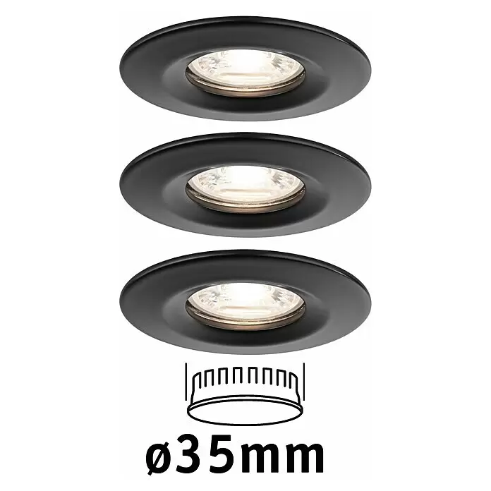 Paulmann LED-Einbauleuchten-Set rund Nova Mini Coin4 W, Ø x H: 6,6 x 3 cm, Schwarz, 3 Stk., Starr
