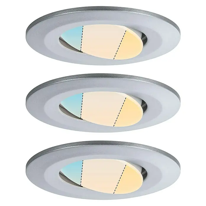Paulmann LED-Einbauleuchten-Set rund Calla5,5 W, Chrom matt, 3 Stk., Farbtemperatur einstellbar: Stufen