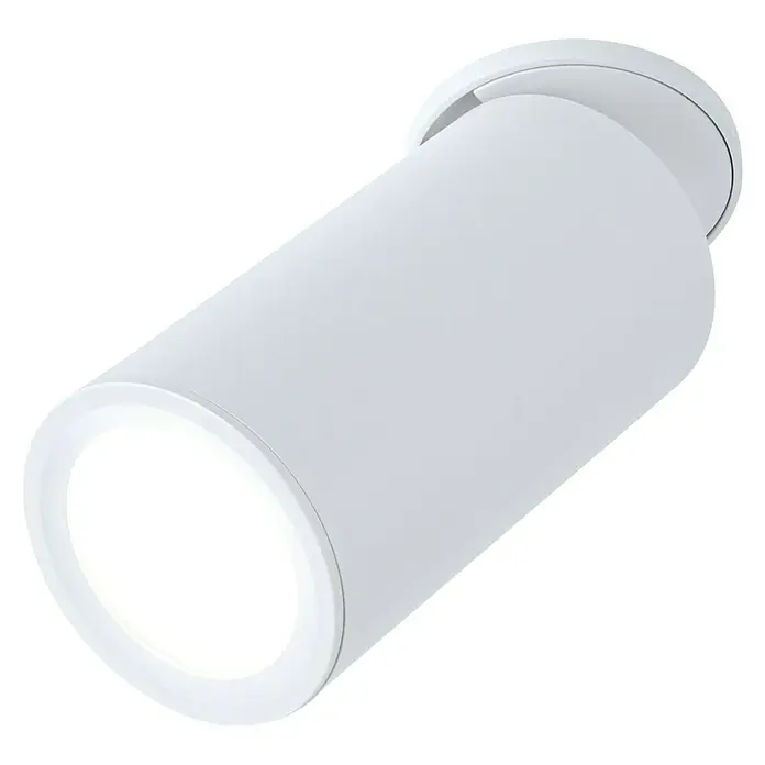 Paulmann LED-Einbauleuchten-Set rund Turnal Coin - 6 W, Weiß matt, 3 Stk., Warmweiß - Nahaufnahme einer zylindrischen Deckenleuchte in Weiß, die modernes Design und gerichtetes Licht vereint.