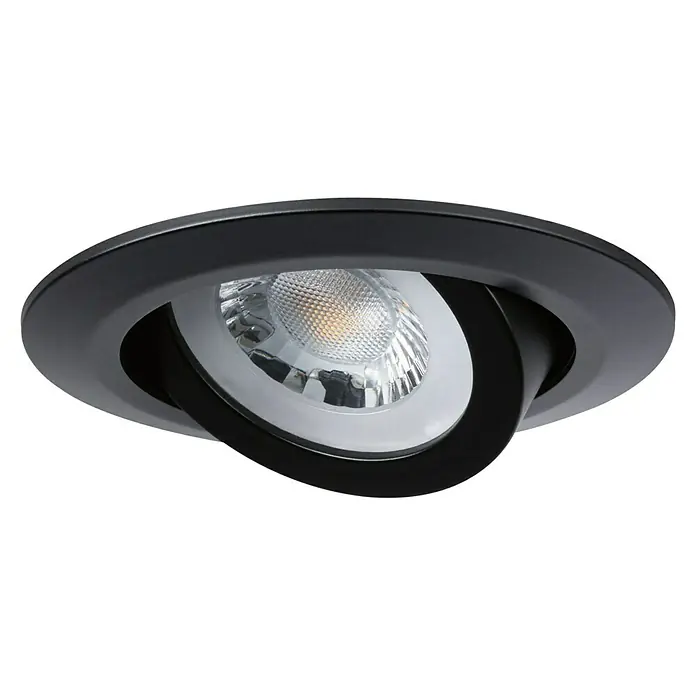 Paulmann LED-Einbauleuchten-Set rund - 6 W, Schwarz matt, 3 Stk., Warmweiß - Schwenkbarer, mattschwarzer Deckeneinbaustrahler mit LED-Leuchtmittel und silbernem Innenring für modernes Wohnambiente.