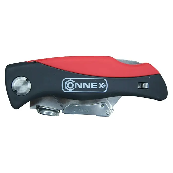 Connex Cúter universal Profi - Negro/Rojo - Navaja multiusos CONNEX con mango rojo y elementos metálicos plateados para un uso versátil en la vida cotidiana y proyectos.
