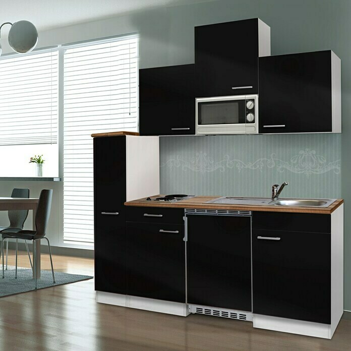 Respekta Cocina (Ancho: 180 cm, Con placa de dos fuegos, Negro)