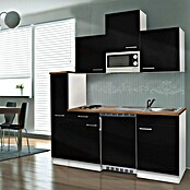 Respekta Cocina (Ancho: 180 cm, Con placa de dos fuegos, Negro)