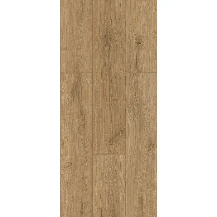 Laminado Roble Bach - 1.202 x 195 x 12 mm, Roble, AC5 - Primer plano de suelo laminado claro con un patrón de vetas de madera. Perfecto para interiores modernos, este laminado irradia calidez y estilo.