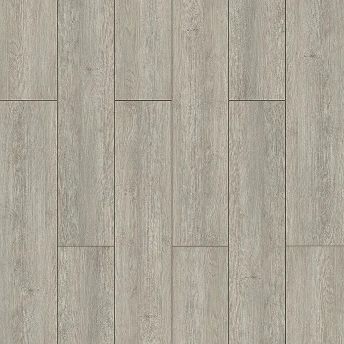 Laminado Roble Vivaldi - 1.202 x 195 x 12 mm, AC5 - Patrón de suelo laminado claro con una textura de madera realista y juntas finas. Ideal para espacios modernos, fácil de cuidar y duradero.