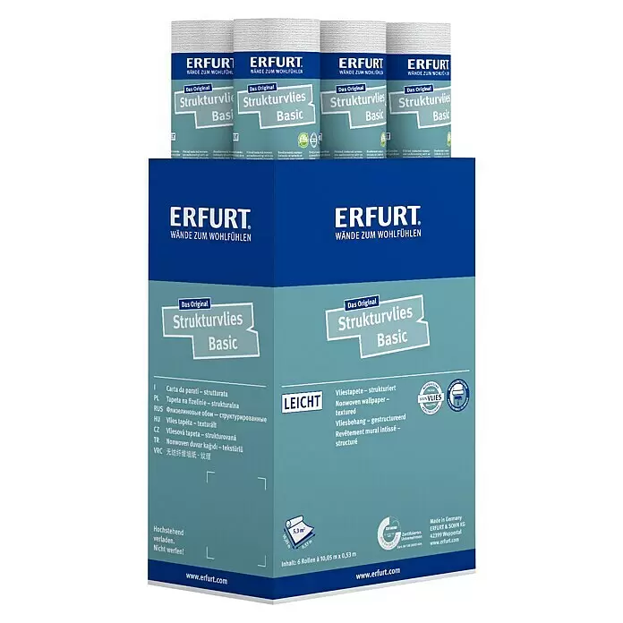 Erfurt Vliestapete Strukturvlies Basic407, Uni, 10,05 x 0,53 m