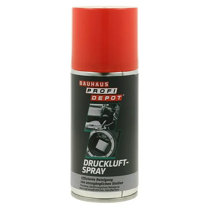 Profi Depot Druckluftspray - 150 ml - Druckluftspray von Bauhaus Profi Depot zur effizienten Reinigung unzugänglicher Stellen und empfindlicher Oberflächen.