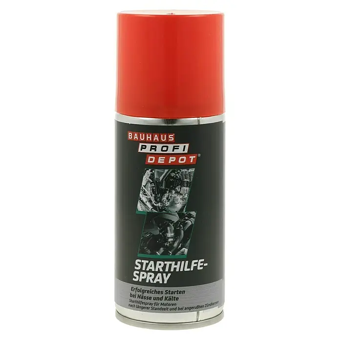 Profi Depot Starthilfespray - 150 ml - Bauhaus Profi Depot Starthilfe-Spray mit Motorrad-Motiv, für erfolgreiches Starten bei Nässe und Kälte, roter Deckel.