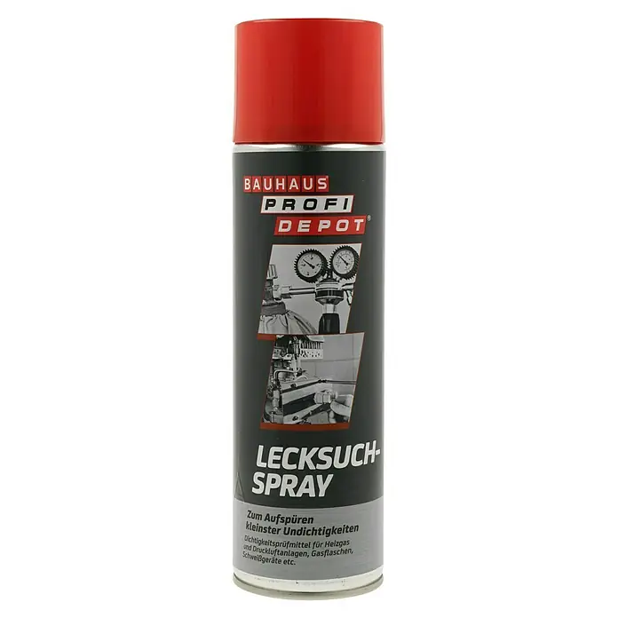 Profi Depot Lecksuchspray - 400 ml - Dose Lecksuchspray von Bauhaus Profi Depot, rot-grau, zum Aufspüren kleinster Undichtigkeiten an Heizgas, Druckluftanlagen, Gasflaschen, etc.