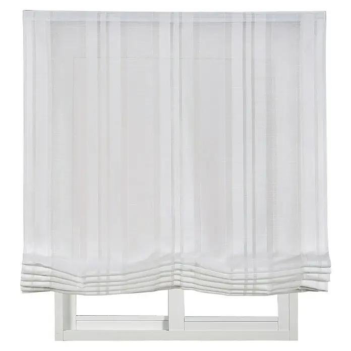 Estor plegable Raya Vertical - An x Al: 120 x 175 cm, Gris - Elegante estor romano blanco a rayas, filtrando suavemente la luz y añadiendo un toque de estilo a su ventana.