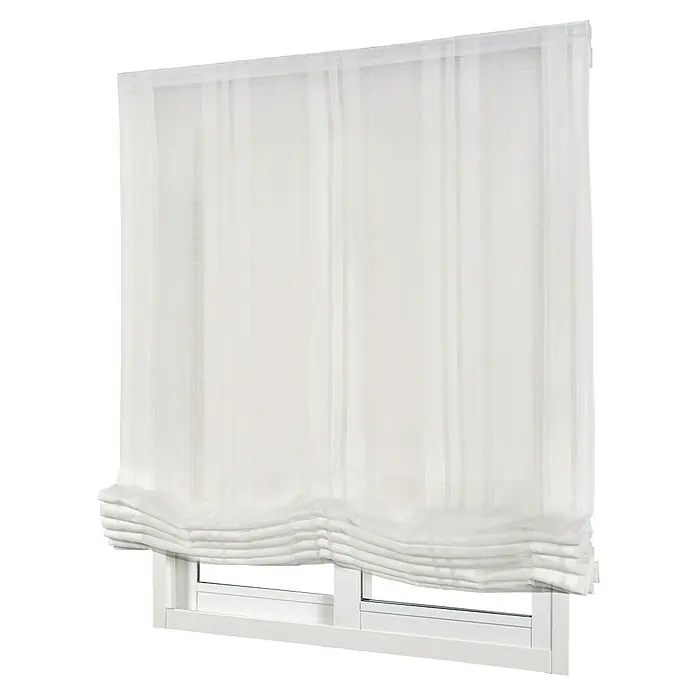 Estor plegable Raya Vertical - An x Al: 120 x 175 cm, Gris - Cortina de rejilla blanca a rayas moderna, medio levantada y sujeta al marco de la ventana, ideal como decoración de ventana.