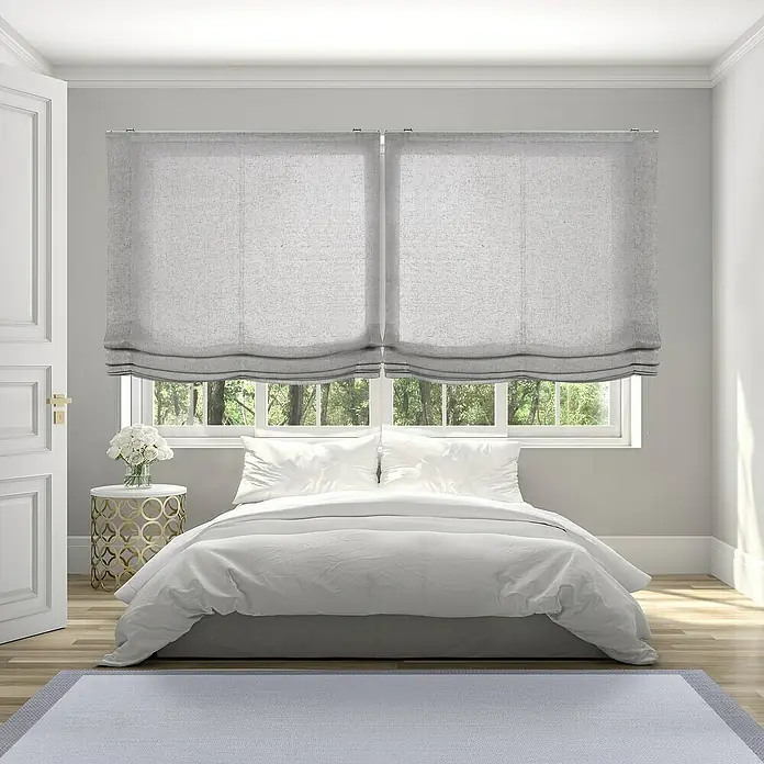 Estor enrollable Paqueto Linum - An x Al: 135 x 175 cm, Gris, Unicolor - Elegantes estores romanos grises que ofrecen privacidad y mejoran el ambiente del dormitorio con su diseño sutil.