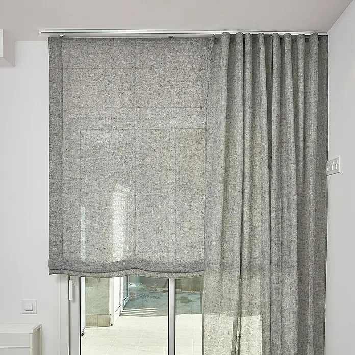 Estor enrollable Paqueto Linum - An x Al: 135 x 175 cm, Gris, Unicolor - Cortinas grises y un estor de lino crean un ambiente elegante y sencillo en la habitación y proporcionan privacidad y control de la luz.