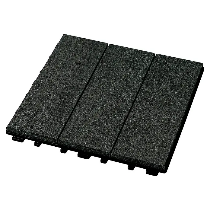 Klickfliese - WPC, 30 x 30 x 2,2 cm, 4 Stk., Graphit - Schwarze, ineinandergreifende Gummifliesen. Ideal für Fitnessstudios oder Spielplätze, diese Fliesen bieten eine strapazierfähige und sichere Oberfläche.