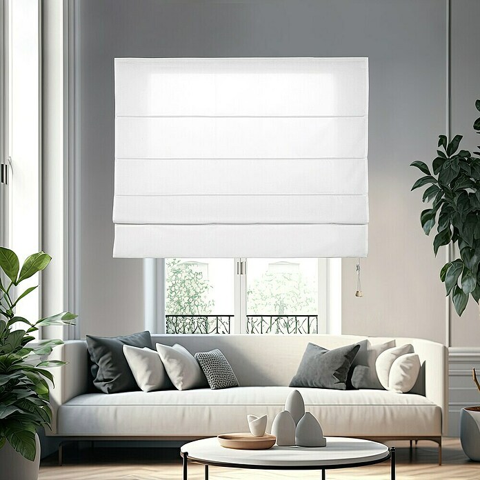 Estor plegable City (An x Al: 175 x 180 cm, 65% poliéster y 35% algodón, Blanco)