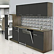 Respekta Composición de cocina (Ancho: 225 cm, Con placa de dos fuegos, Gris)