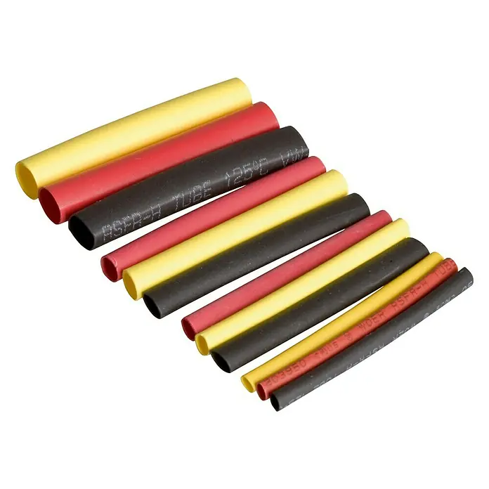Rapid Schrumpfschlauch-Set - Durchmesser: 1,5 mm - 5 mm, 72 -tlg. - Verschiedenfarbige Schrumpfschläuche in Gelb, Rot und Schwarz.