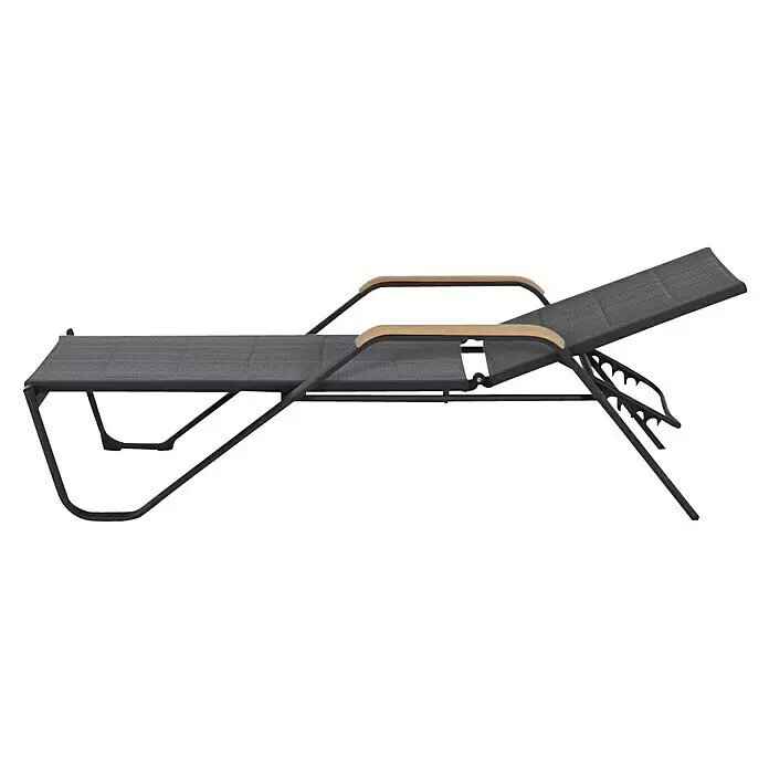 Siena Garden Tesoro Sonnenliege mit TeakapplikationL x B x H: 195 x 69,5 x 108 cm, Anthrazit