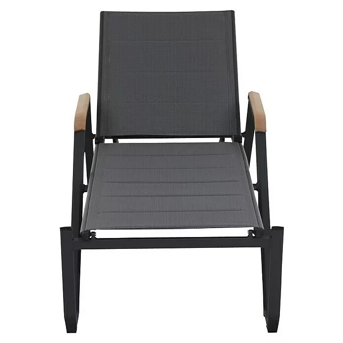 Siena Garden Tesoro Sonnenliege mit TeakapplikationL x B x H: 195 x 69,5 x 108 cm, Anthrazit