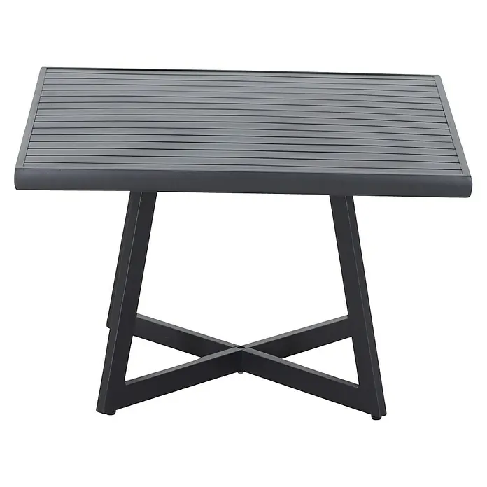 Siena Garden Garten-Beistelltisch Alexis - L x B x H: 70 x 70 x 45 cm, Aluminium, Kunststoff, Quadratisch, Anthrazit matt - Der graue Outdoor-Tisch mit Lattenrostplatte und Kreuzfuß ist die perfekte Ergänzung für jeden Garten.
