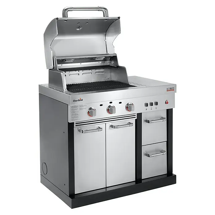 Char-Broil Outdoorküchen-Modul Ultimate 3200 - Silber, B x T x H: 100,3 x 67,3 x 120 cm, Edelstahl - Bild eines Char-Broil Ultimate Gasgrills mit Infrarottechnologie und Edelstahl-Design.