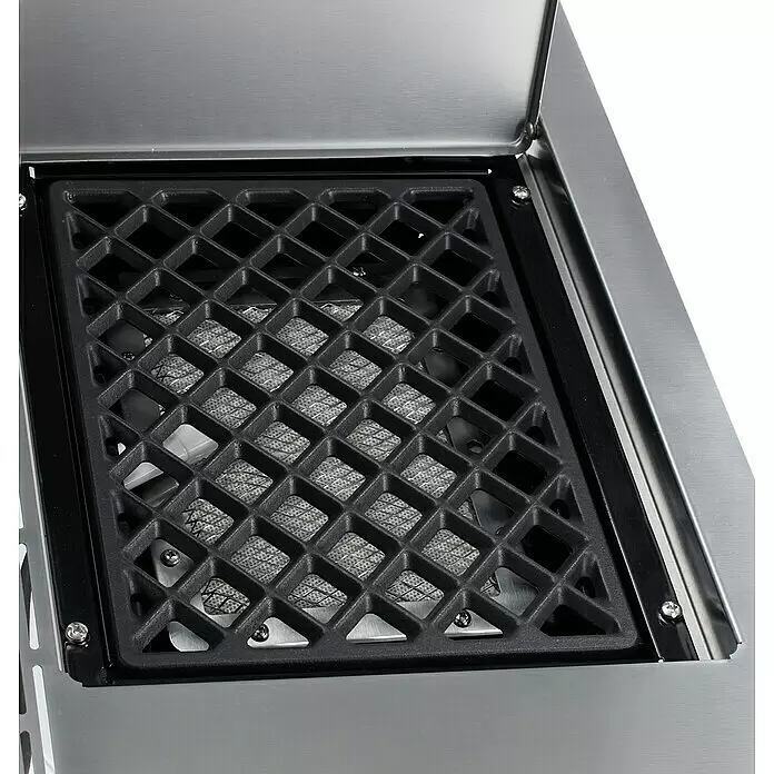 Char-Broil Gasgrill Professional Pro S2 - Anzahl Brenner: 2 - Edelstahlgrill mit schwarzem Rautenmusterrost über keramischen Heizelementen.