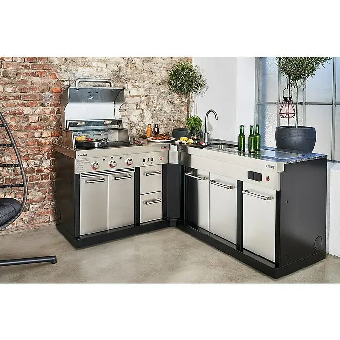 Char-Broil Outdoorküchen-Modul Ultimate 3200 - Silber, B x T x H: 100,3 x 67,3 x 120 cm, Edelstahl - Die Char-Broil Ultimate Gasgrillküche mit Spüle und Grill bietet die perfekte Ausstattung für das Outdoor-Kochen.