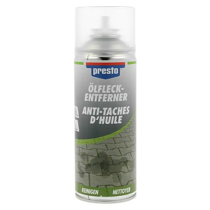 Presto Ölflecken-Entferner - 400 ml, Geeignet für: Betonstein - Sprühdose Presto Öl-Fleckenentferner für saubere Oberflächen. Entfernt effektiv Ölverschmutzungen auf Pflaster und Stein.