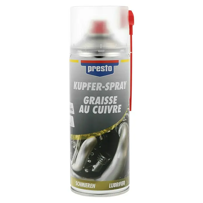 Presto Kupferspray - 400 ml, Geeignet für: Autos - Abbildung einer Dose Presto Kupfer-Spray, einem Schmiermittel für verschiedene Anwendungen in Industrie und Heimwerken.