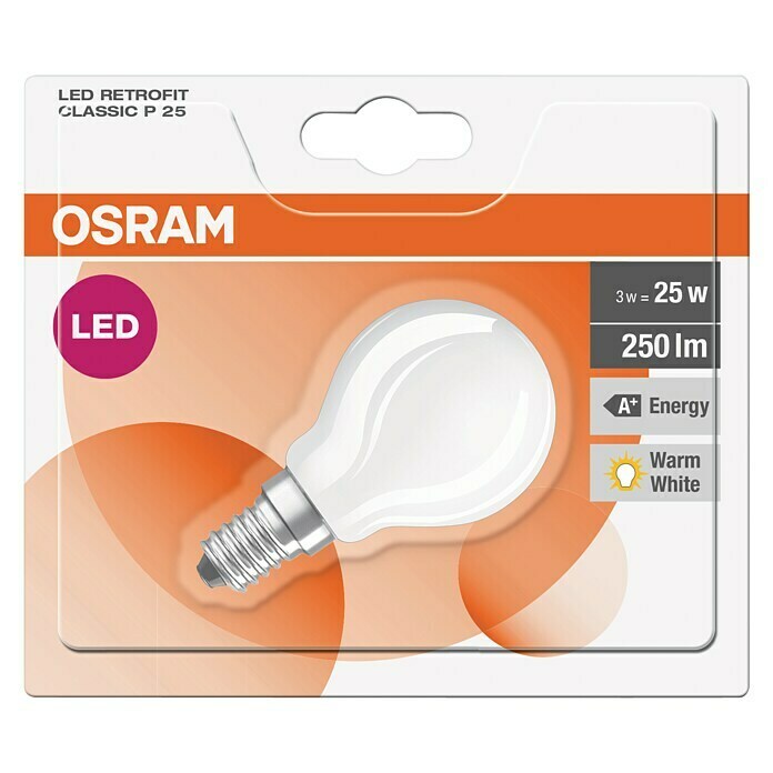 Osram Ledlamp Retrofit Classic P (3 W, E14, Warm wit, Niet dimbaar, Mat)