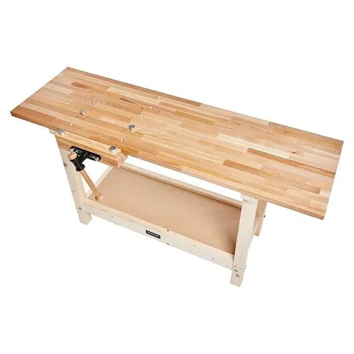 Ramia Hobelbank WB 1650 - L x B: 165 x 65 cm, Arbeitshöhe: 85 cm, Holz - Ein hochwertiger Holzarbeitstisch mit Spannvorrichtung. Ideal für Handwerker und Heimwerkerprojekte mit robuster Konstruktion und praktischem Design.