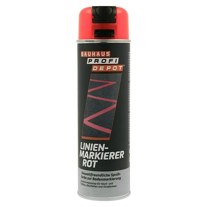 Profi Depot Linienmarkierer - Feuerrot, 500 ml - Dose Linienmarkierer Rot von Bauhaus Profi Depot, speziell für Bodenmarkierungen. Umweltfreundliches Sprühprodukt für Hoch- und Tiefbau.