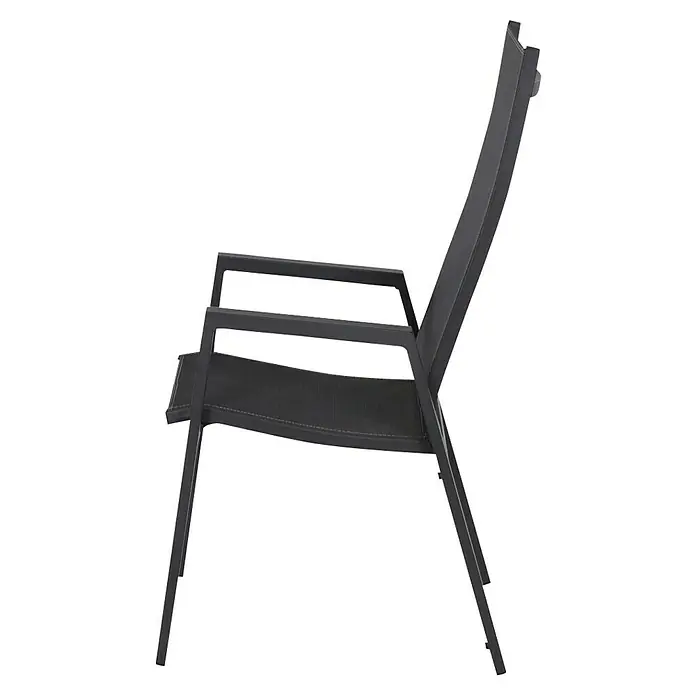 Siena Garden Stapelstuhl Savona - Aluminium, Stapelbar, Anthrazit, B x T x H: 57,5 x 64 x 112,5 cm - Ein modernes anthrazitfarbenes Gartenstuhl-Design mit Armlehnen, das Komfort und Stil für den Außenbereich vereint.
