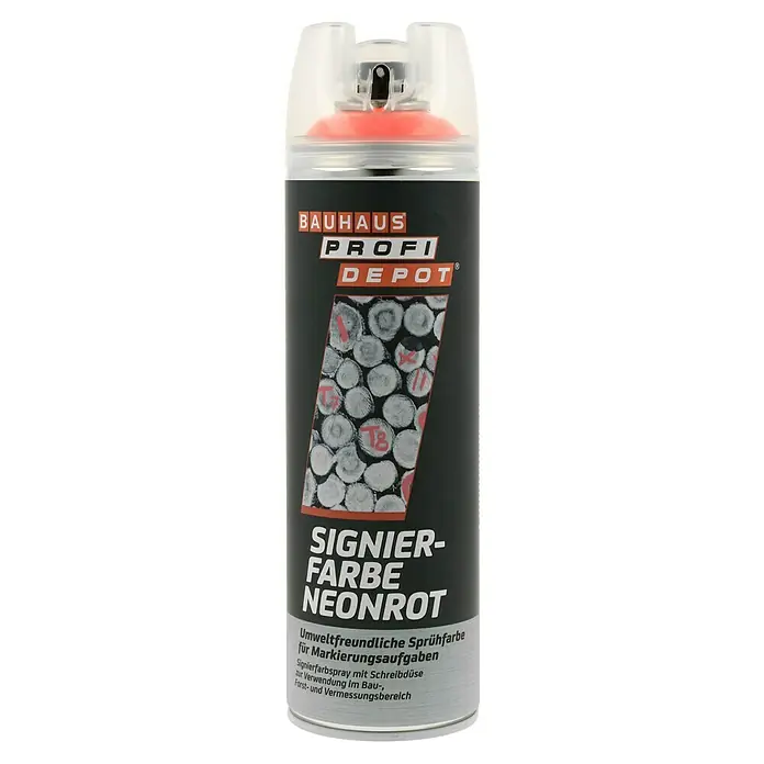 Profi Depot Signierfarbe - Neonrot, 500 ml - Sprühdose "Bauhaus Profi Depot Signierfarbe Neonrot": Umweltfreundliche Sprühfarbe für Markierungsaufgaben im Bau-, Forst- und Vermessungsbereich.