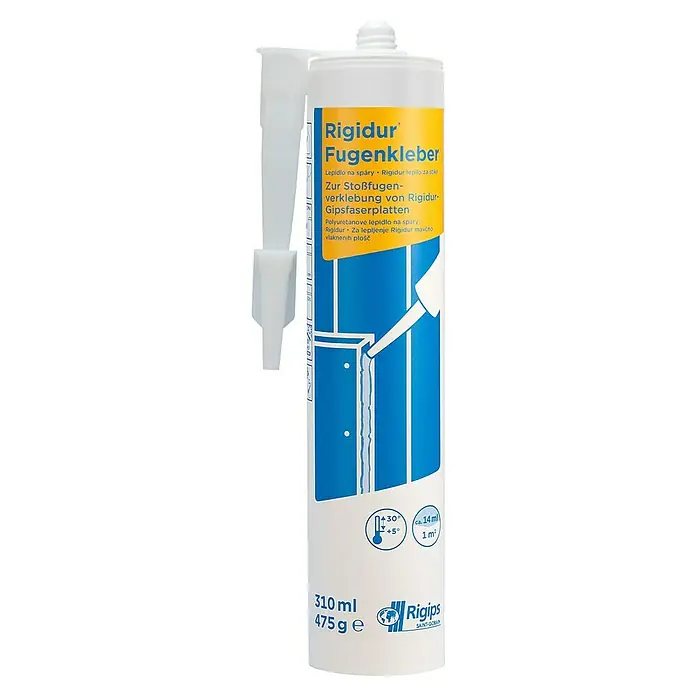 Rigips Rigidur Fugenkleber Nature Line - 310 ml - Rigidur Fugenkleber für die Stoßfugenverklebung von Gipsfaserplatten. Der Kleber wird mit einer Düse aufgetragen.