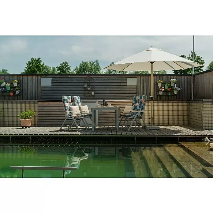 Doppler Alu Wood Marktschirm rund Ultra - Natur, Durchmesser Bespannung: 350 cm - Stimmungsaufnahme