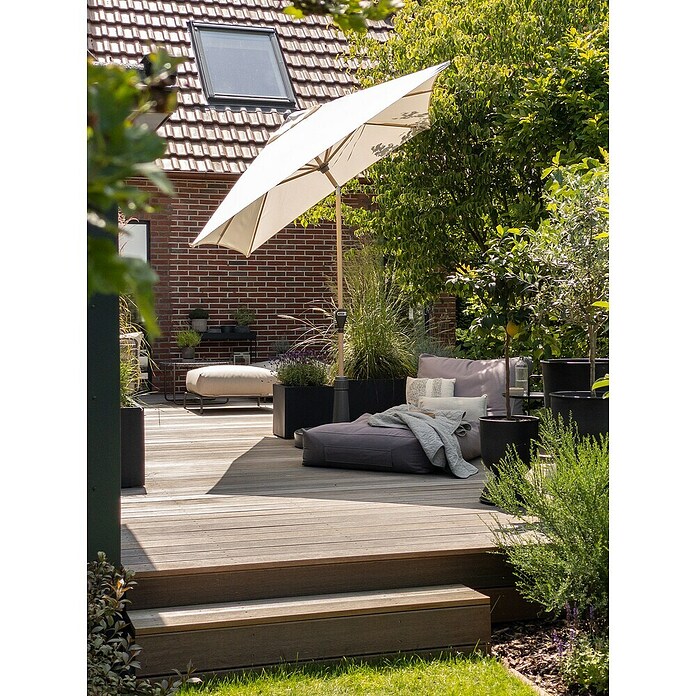 Doppler Alu Wood Marktschirm Ultra (Natur, Bespannungsmaß (L x B): 300 x 200 cm) | BAUHAUS
