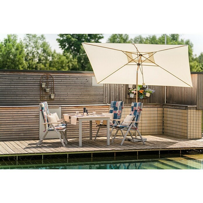 Doppler Alu Wood Marktschirm Ultra (Natur, Bespannungsmaß (L x B): 300 x 200 cm) | BAUHAUS