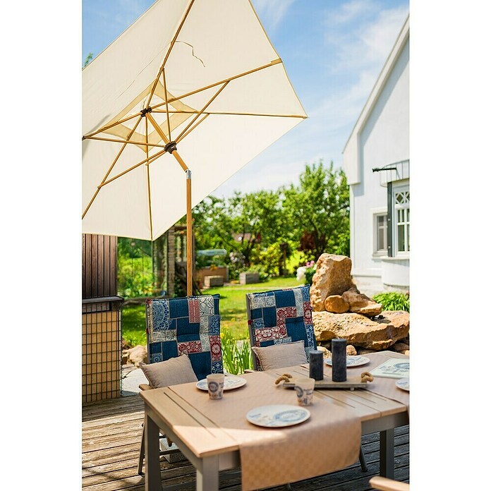 Doppler Alu Wood Marktschirm Ultra (Natur, Bespannungsmaß (L x B): 300 x 200 cm) | BAUHAUS